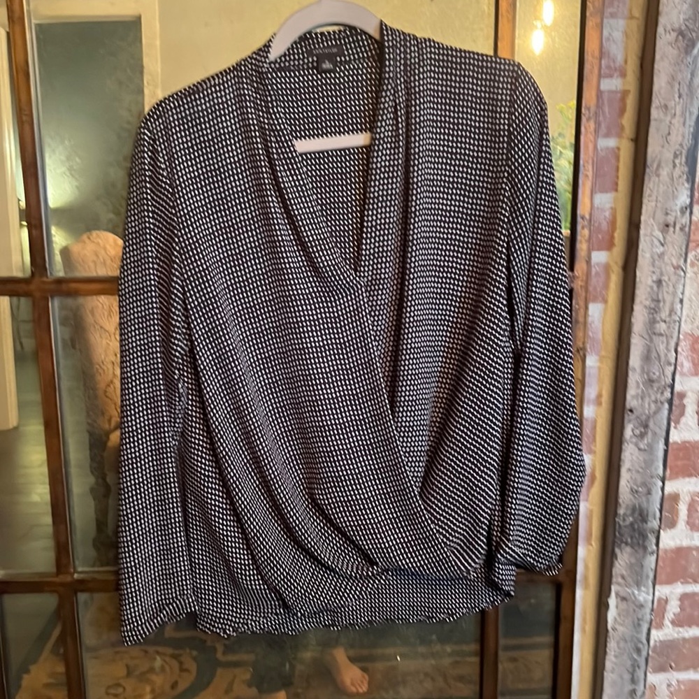 Ann Taylor small. Black with small white polka dots.